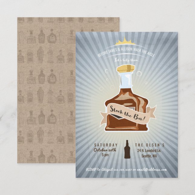 Stock the Bar Couple's Wedding Shower Invitation (Front/Back)