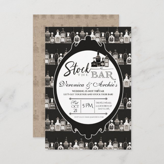 Stock the Bar Couple's Wedding Shower Invitation (Front/Back)
