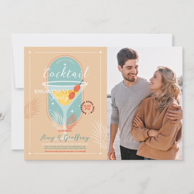 Stock The Bar Engagement Cocktail Party Photo Invitation (Front)