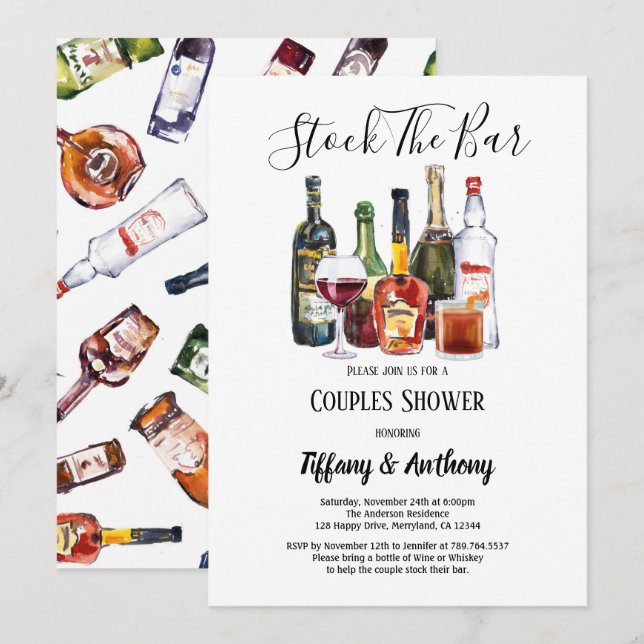 Stock The Bar Invitation Couples Shower (Front/Back)