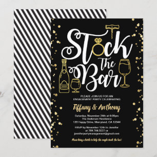 Stock the bar invitation engagement party gold