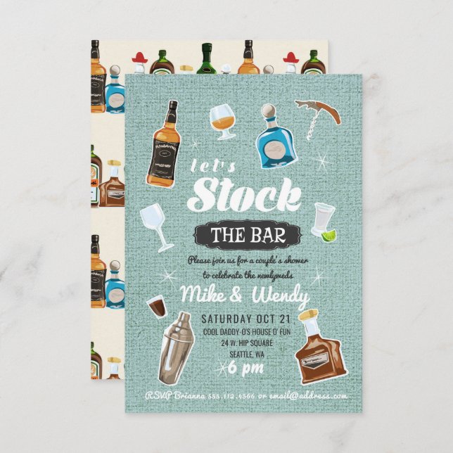 Stock the Bar Newlywed Couple's Shower Invitation (Front/Back)