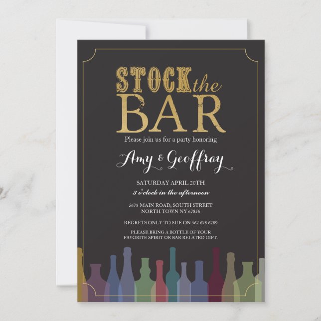 Stock The Bar Party Engagement Bottles Invite (Front)