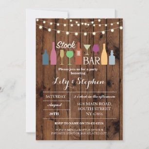 Stock The Bar Rustic Party Fiançailles Invitation