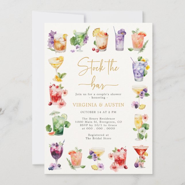 Stock The Bar Shower Invitation (Front)