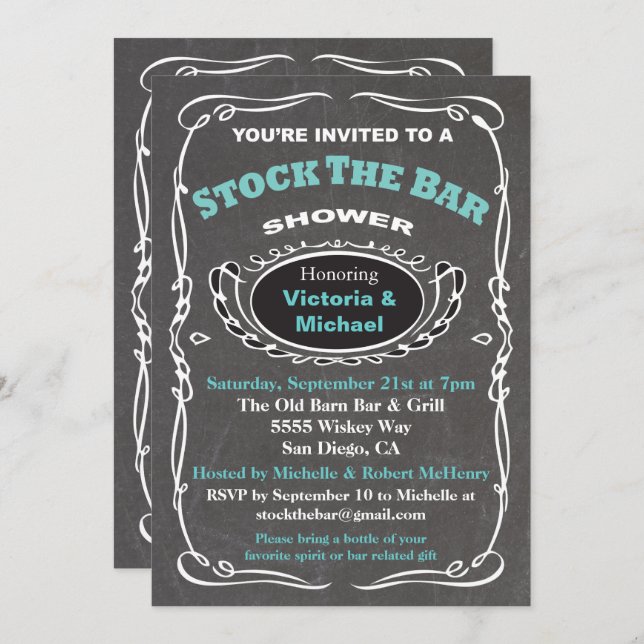 Stock the bar wedding shower invitation (Front/Back)
