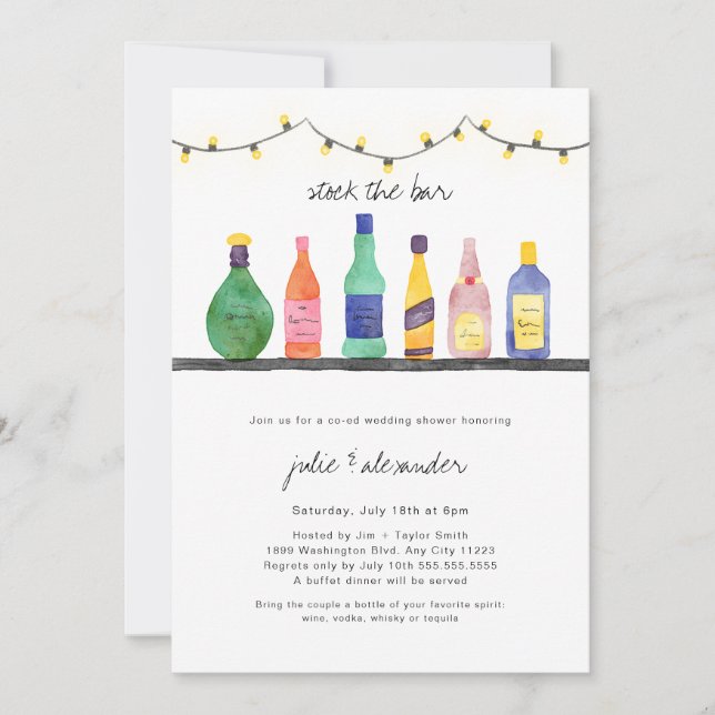 Stock the bar wedding shower invitation (Front)