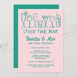 Stock the Bar Whimsical Cocktail Drinks Engagement Invitation