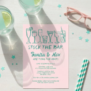 Stock the Bar Whimsical Cocktail Drinks Engagement Invitation