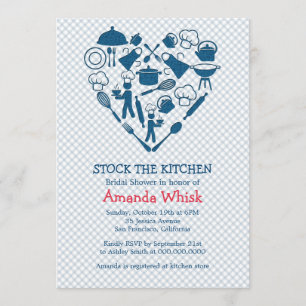 Stock The Kitchen   Blue Bridal Shower Invitation