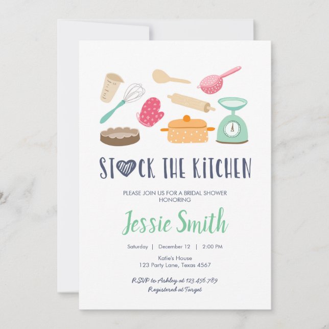 Stock the Kitchen Bridal Shower Cooking Baking Invitation (Front)