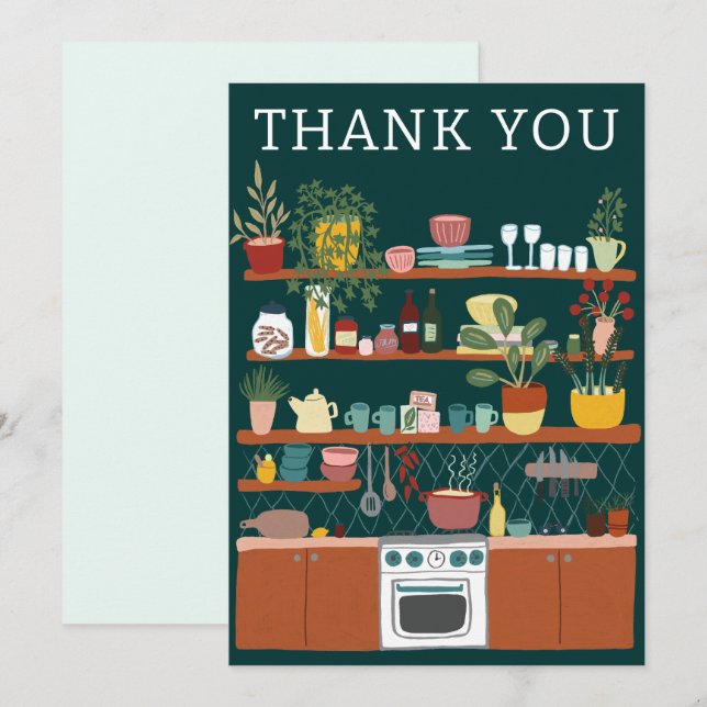 STOCK THE KITCHEN Bridal Shower CUSTOM Cute Thank You Card (Front/Back)