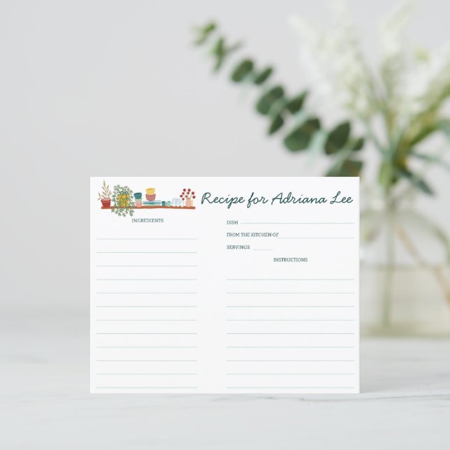 STOCK THE KITCHEN CUSTOM Bridal Shower Recipe Card (Standing Front)