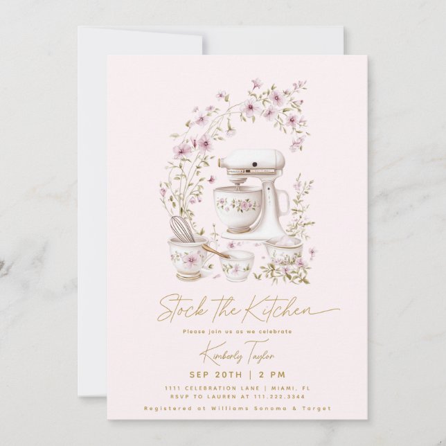 Stock The Kitchen Mixer Wildflower Bridal Shower Invitation (Front)