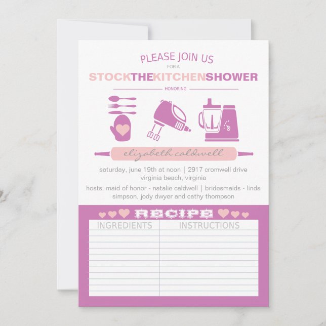 Stock The Kitchen Modern Bridal Shower | Fuchsia (Front)