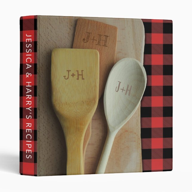 Stock The Kitchen Red Buffalo Plaid Recipe Binder (Front/Spine)