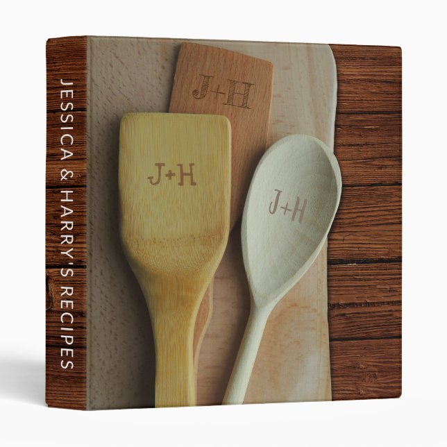 Stock The Kitchen Rustic Wood Recipe Binder (Front/Spine)