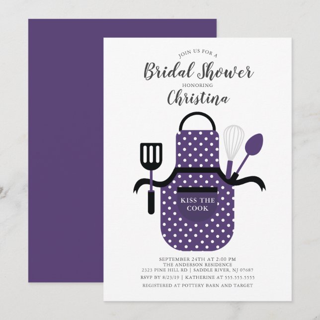 Stock violet de la cuisine Invitation à la douche  (Devant / Derrière)