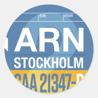 Stockholm - Autocollant Rond Voyage Tag