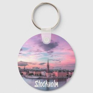 Stockholm Capital of Sweden Night Skyline Keychain