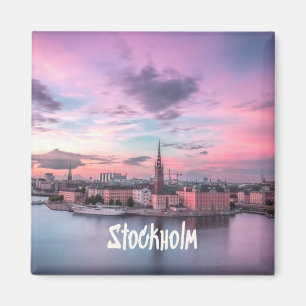 Stockholm Capital of Sweden Night Skyline Magnet