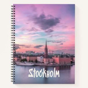Stockholm Capital of Sweden Night Skyline Notebook