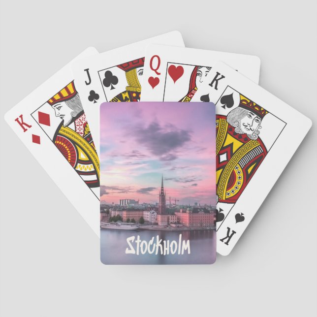 Stockholm Capital of Sweden Night Skyline Playing Cards (Back)