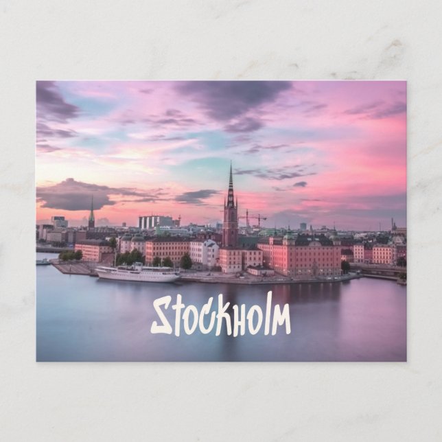 Stockholm Capital of Sweden Night Skyline Postcard (Front)