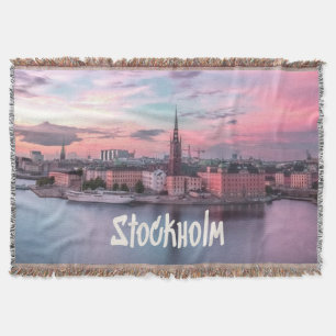 Stockholm Capital of Sweden Night Skyline Throw Blanket