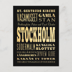 Stockholm City of United Kingdom Typography Art Postcard