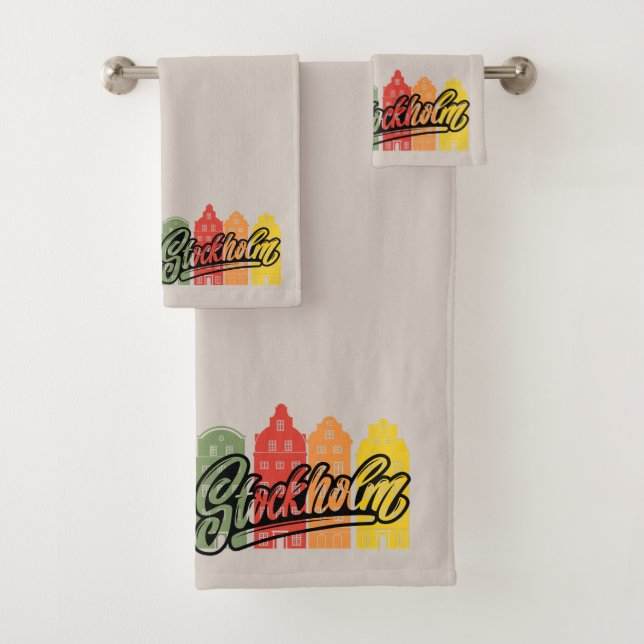 Stockholm City Sweden Vacation gift Bath Towel Set (Insitu)