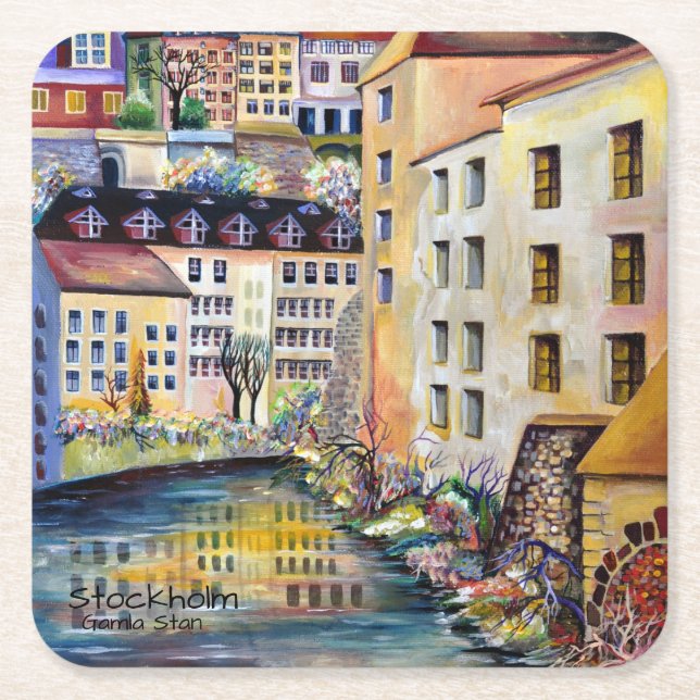 Stockholm Gamla Stan - Old Town Square Paper Coaster (Front)