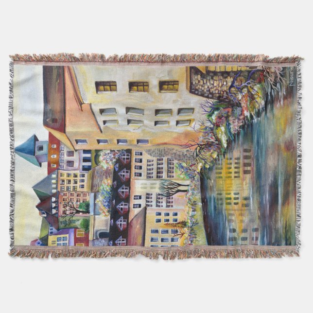 Stockholm Gamla Stan Old Town Throw Blanket (Front)
