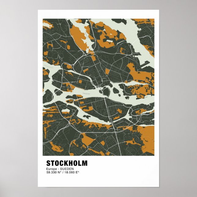 Stockholm Map Poster - Sweden Green Map  (Front)