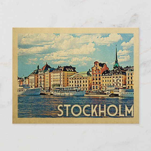 Stockholm Postcard Sweden Vintage Travel (Front)