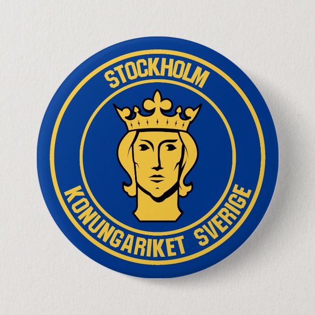 Stockholm Round Emblem 3 Inch Round Button (Front)