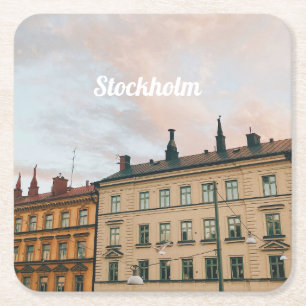 Stockholm Södermalm Cityscape Square Paper Coaster