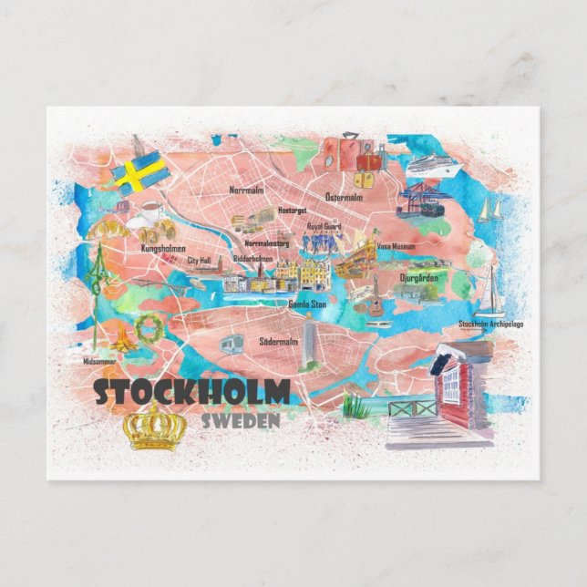 Stockholm Suède Carte illustrée (Devant)