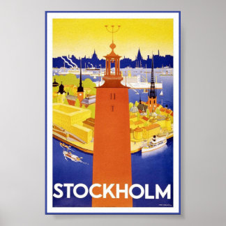 Stockholm Suède Suède Poster Vintage voyage suédoi