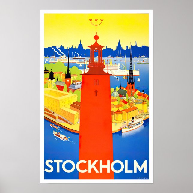 Stockholm Suède vintage voyage Poster (Devant)