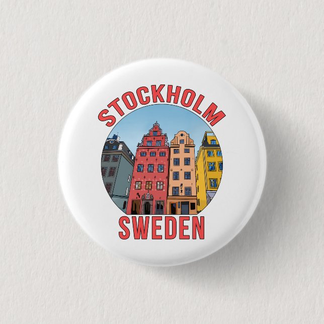Stockholm Sweden 1 Inch Round Button (Front)