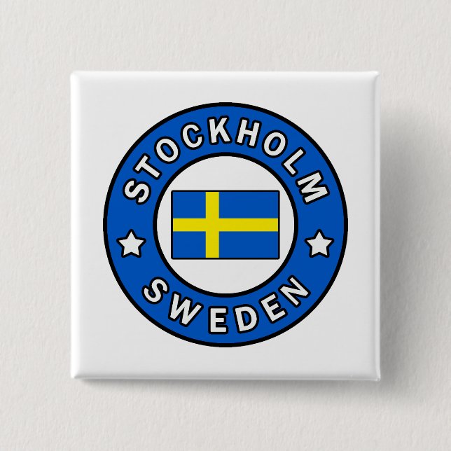 Stockholm Sweden 2 Inch Square Button (Front)