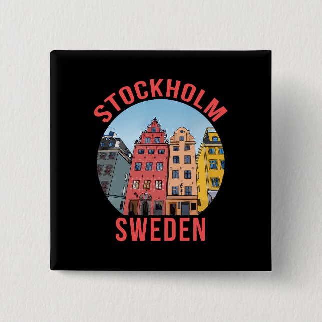 Stockholm Sweden 2 Inch Square Button (Front)