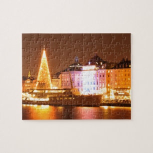 Stockholm, Sweden at Christmas at night Jigsaw Puzzle