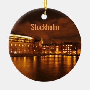 Stockholm, Sweden at night Ceramic Ornament
