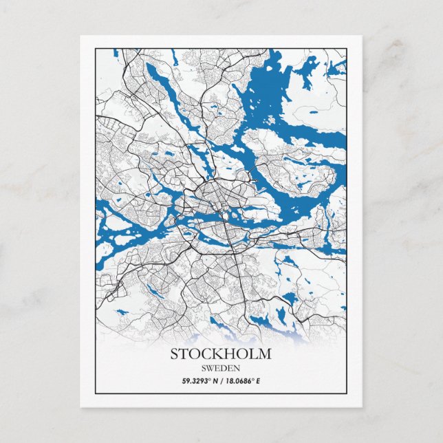 Stockholm Sweden City Map Travel Simple Postcard (Front)