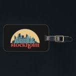 Stockholm Sweden City Skyline Retro Cityscape Art Luggage Tag<br><div class="desc">Vintage and retro city design with beautiful skyline, tourist attraction and cityscape art. Cool skyscraper and building silhouette illustration merchandise for tourist and traveller. Perfect as souvenir to bring back home when travelling. Save the memory of your travel and vacation with family and friends. Background colour can be customized to...</div>
