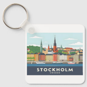 Stockholm Sweden Gamla Stan Pastel Travel Keychain
