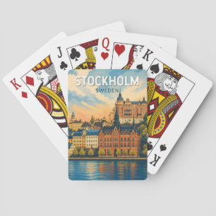 Stockholm Sweden Illustration Travel Art Vintage Playing Cards