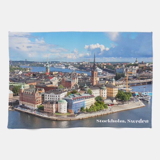 Stockholm, Sweden Old Historical City Buildings  Kitchen Towel (Horizontal)